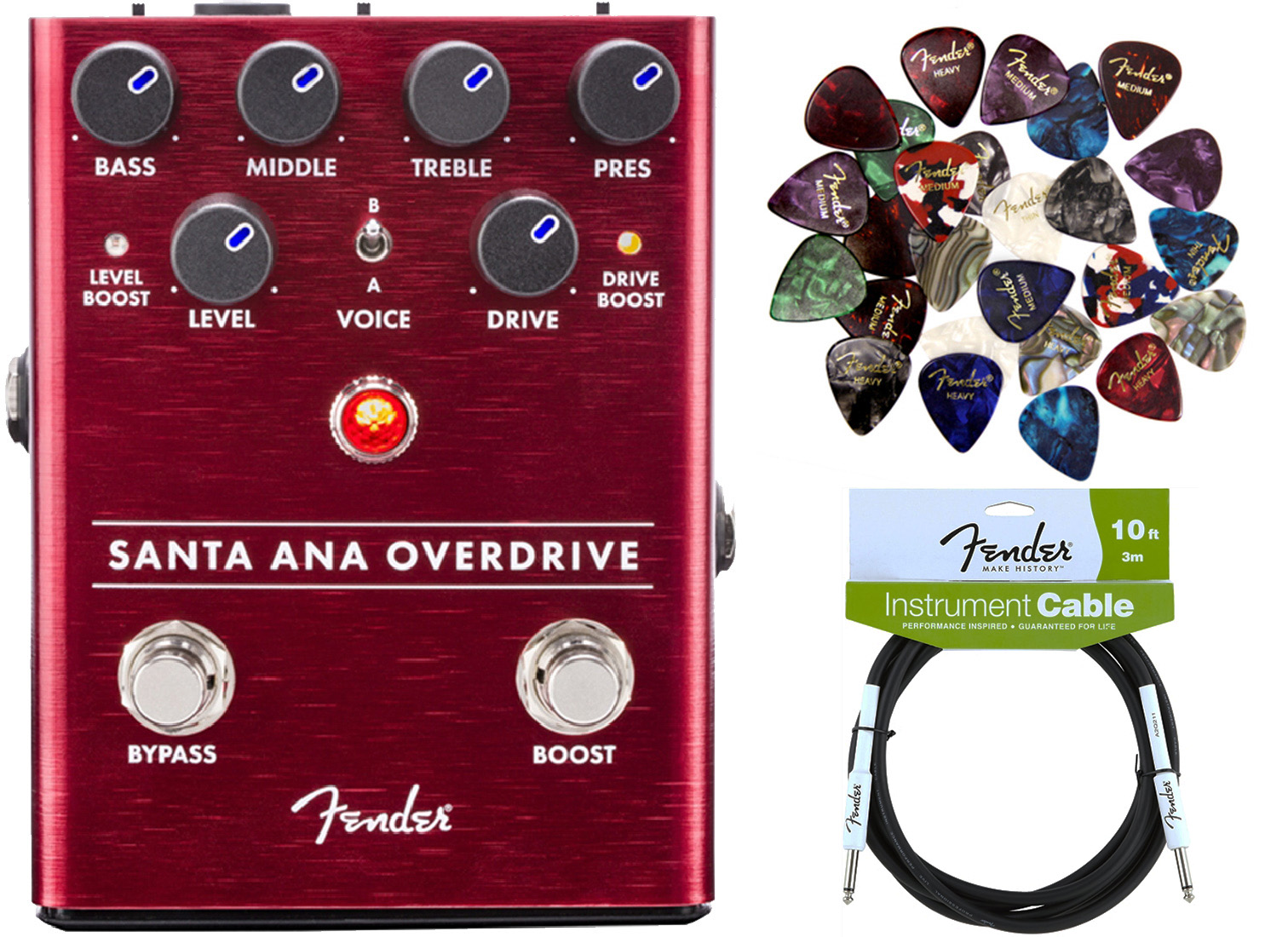 Fender Santa Ana Overdrive Pedal w/ Instrument Cable 660845723832 