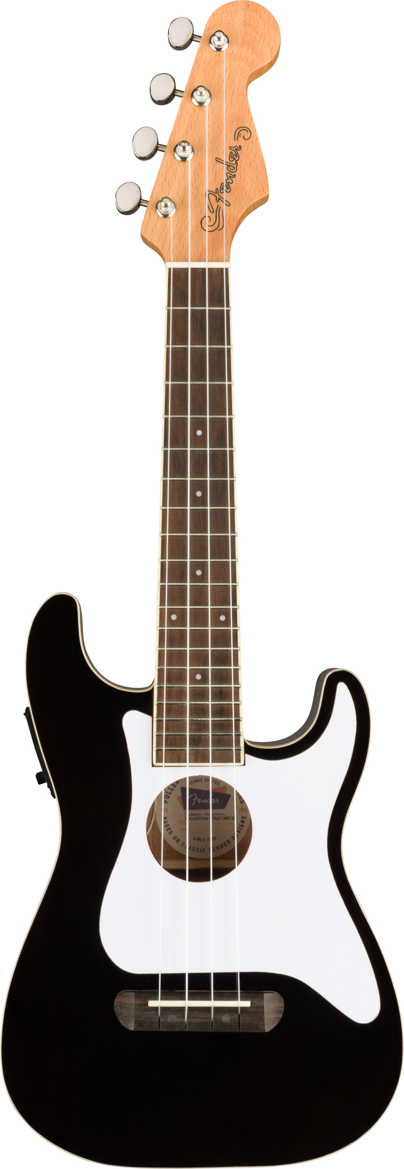 Fender Fullerton Stratocaster Concert Ukulele - Black w/ Gig Bag
