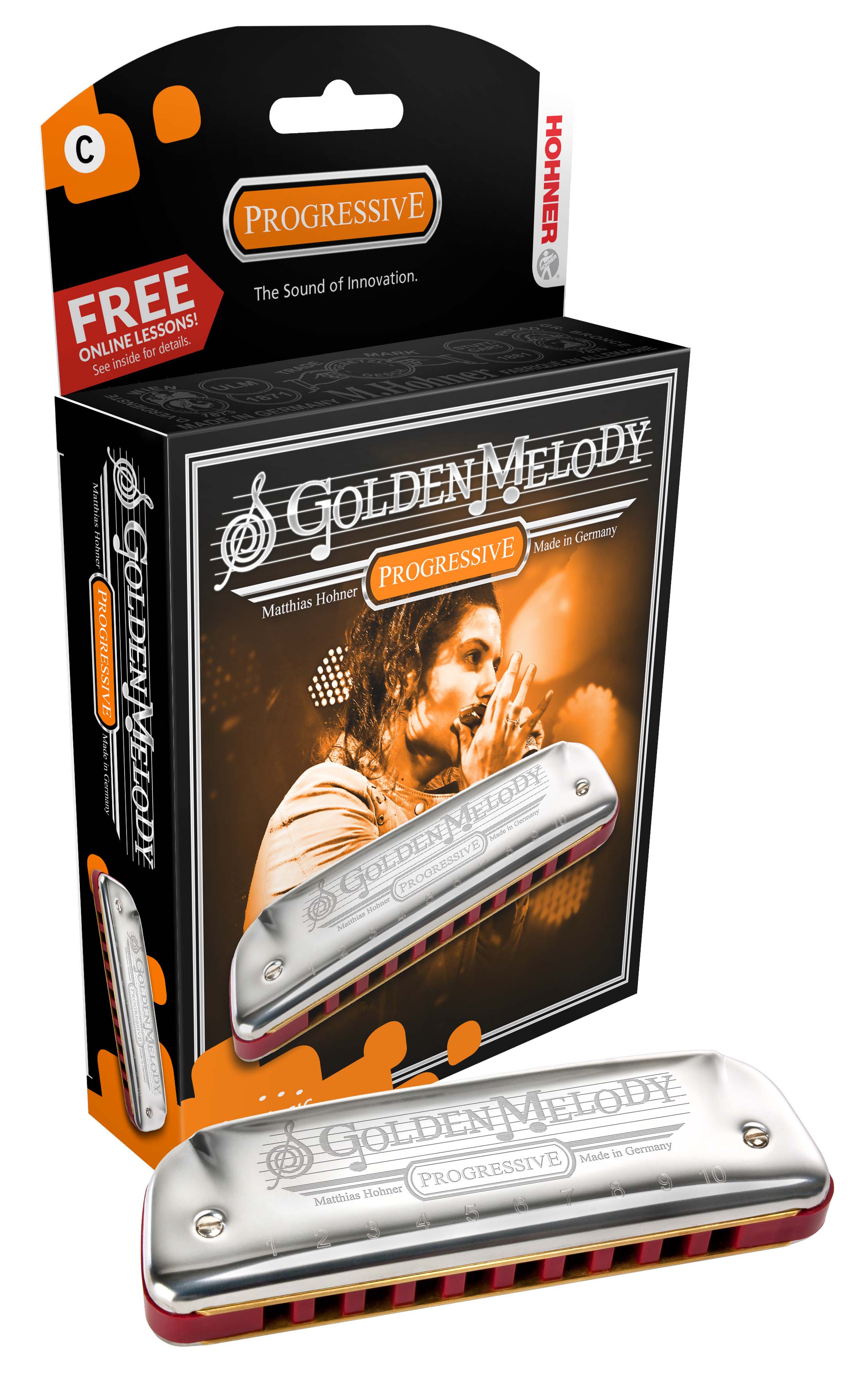 Hohner 544 Golden Melody Harmonica - Key of D w/ Instructional Manual