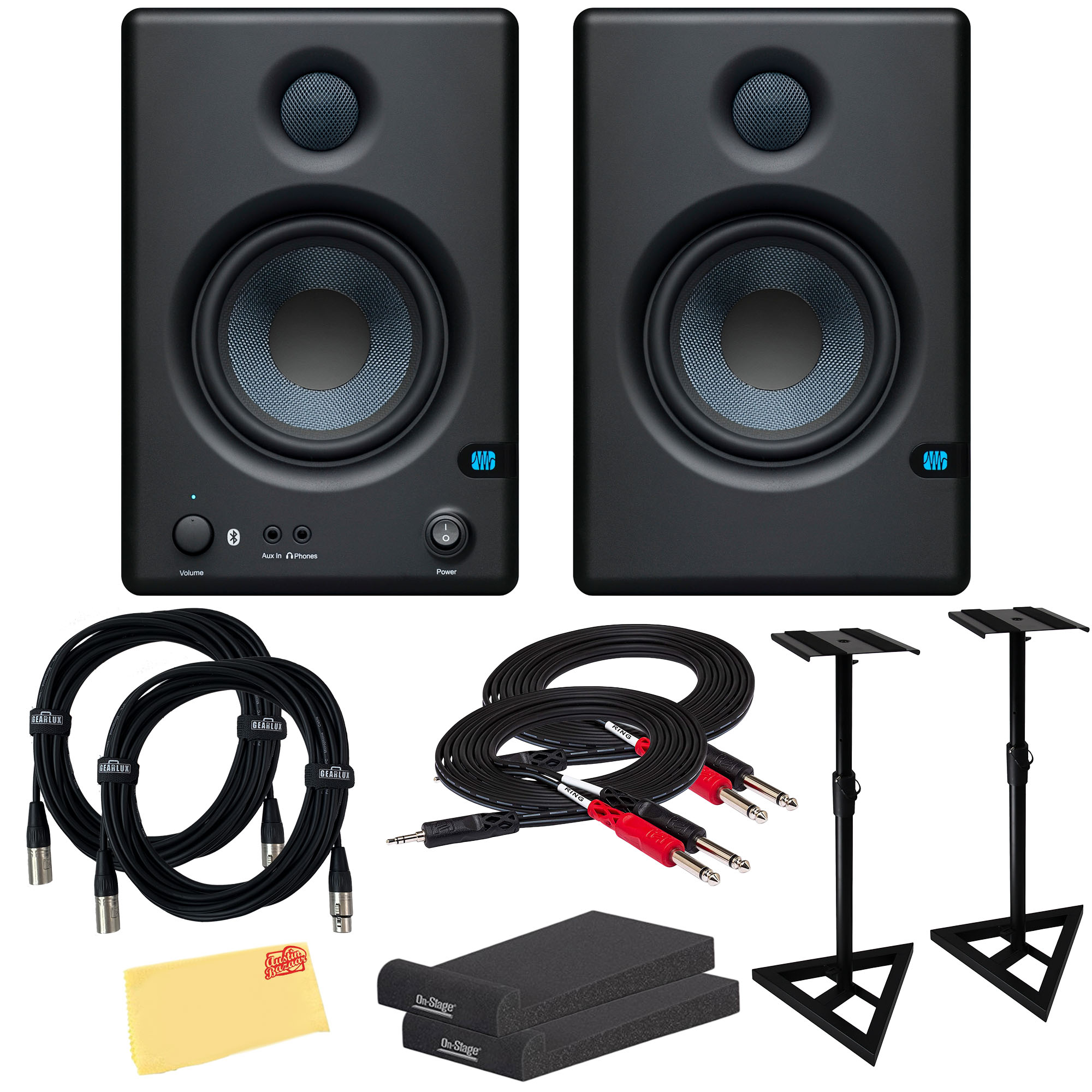 PreSonus Eris E4.5 BT Bluetooth Studio Monitor Pair w/ Monitor Stands